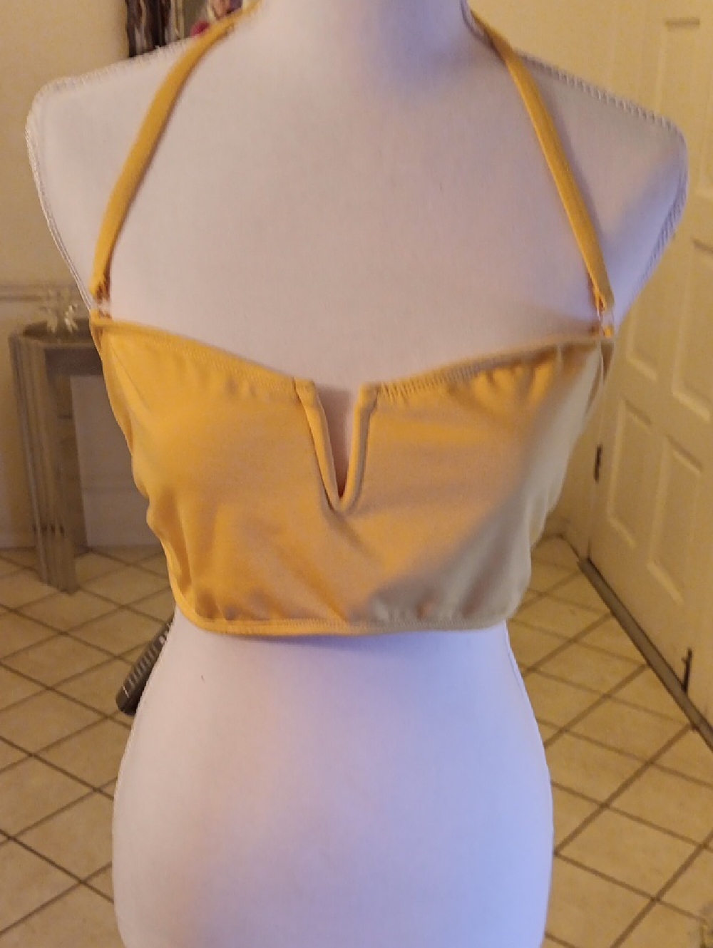 Women’s Mustard Yellow Halter Crop Top